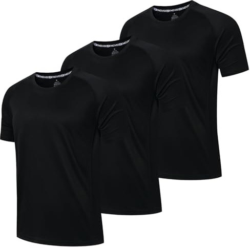 LUWELL PRO 3 Pack Mens T Shirts Gym Clothes Running ShirtsQuick Dry Sport Tops for Men UK Moisture Wicking Athletic Shirt Breathable Short Sleeve Work Tshirts Multipack(YF-UK-560-3Black-XL)