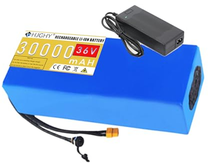 HJGHY 36V 15Ah 20Ah 25Ah 30Ah Lithiumbatterie 36V Li-Ionen-Akku 36 Volt Lithium-Ionen-Wasserdichter Akku für 0-1000W Klapprollermotor mit 2A-Ladegerät,36v,30Ah