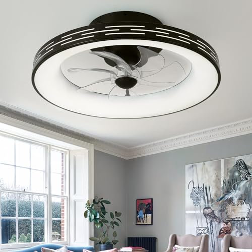 Ventilador De Techo Con Luz Inteligente, Lluz Ventilador Techo Reversible, Lámpara Ventilador Moderna Regulable 6 Velocidades 6000k, Dormitorio Salón Cocina