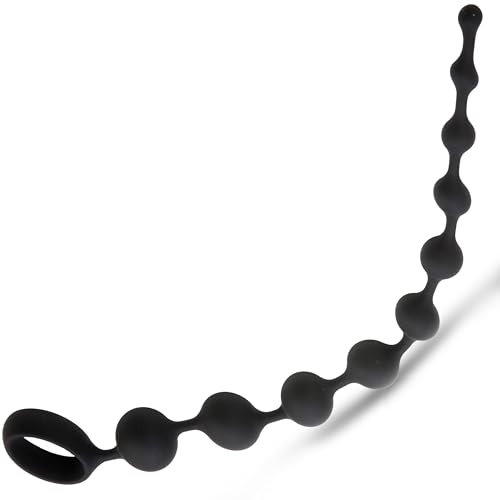 Bolas anales negras de 35 cm x 2,8 cm 10 bolas juguetes sexuales anales de silicona juguetes sexuales para mujeres, juguetes sexuales para hombres mango cómodo tapón anal flexible y duradero FOPS A101