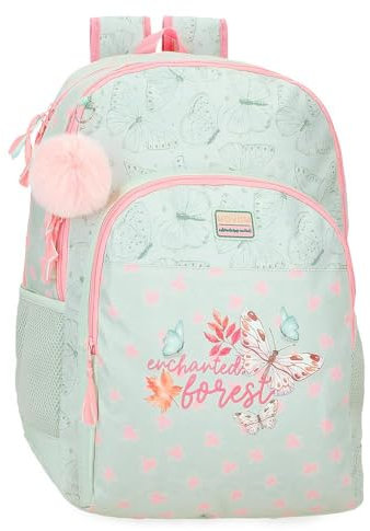 Movom Enso Cute Kinder Kulturbeutel, Schultasche, Polyester, Ideale Größe, Fächer, Grün, 33x46x17cm, Verzauberter Rucksack