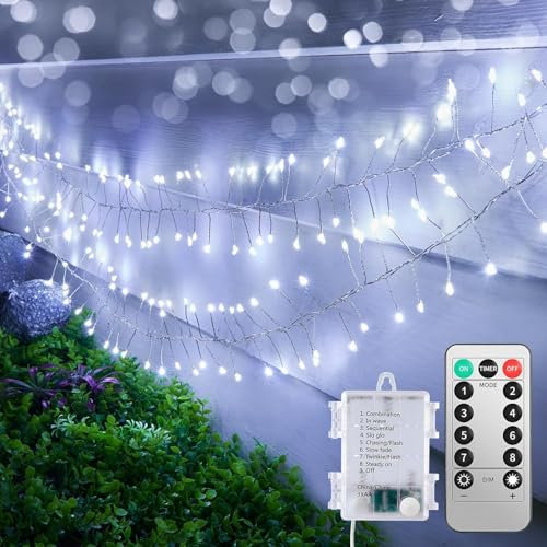 Batteriebetriebene Feenlampen mit Fernbedienung Kupferdraht Lichter wasserdichte Feuerwerkskörper Sternschnur Lichter für Deckenschlafzimmer Kranz Fenster Hochzeit Weihnachtsbaum Dekoration,weiß
