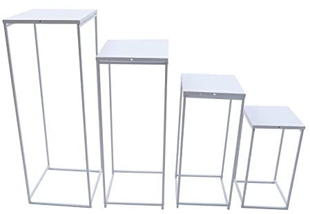 MINRS Set di 4 sgabelli per fiori in metallo, con supporto per piante, per esterni, per interni ed esterni, matrimoni, feste di compleanno, anniversari