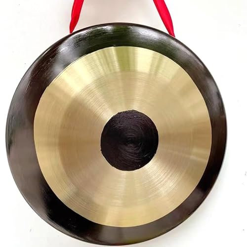 Yiustldd Gong Tradicional Chino Chau Gong Fengshui con baqueta de Madera, platillos de percusión de China para Grandes Grupos de Danza,60cm