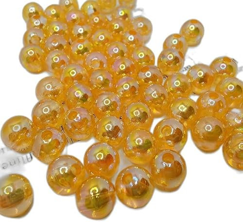 100/200/400 Stück 6/8/10 mm transparente bunte Kunstperlen, bunte Perlen für Armbänder, DIY-Schmuckherstellung-golden-10 mm 100 Stück