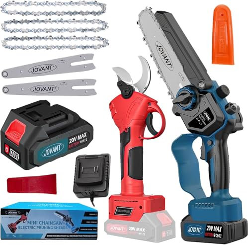 2 in 1 Electric Pruning Shears & Chainsaw,Electric Pruner for 1.2 inch Tree Trimming, 6 inch Battery Saw with 20V 4.0Ah Battery, Garden Power Tools for Tree Branches,Courtyard, Household