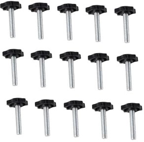 TIOMIOSEA 15 unidades de tornillo de mariposa M8 x 40 mm, tornillos moleteados, rosca negro, tuerca de agarre estrella, tornillos de estrella, cabeza de plástico, tuerca de sujeción