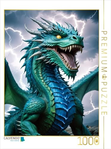 Puzzle · Sturmschwinge – Der Herrscher des Himmels | Ein mächtiger Drache, der die ungezähmte Kraft des Blitzes und Sturms… · 1000 Teile · Lege-Größe 64 × 48 cm · CALVENDO Puzzle