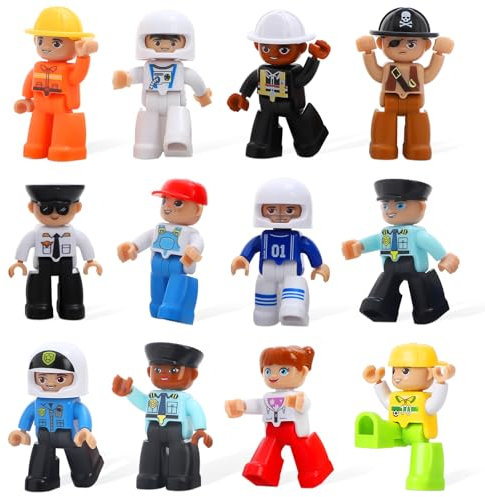 Large Magnetic Figures, 3 Inches Community Figures Set Compatible with LEGO, 12 Pieces STEM Learning Magnetic Play People for Boys Girls Age 3 4 5 6 7 8+ Magnet Tiles Expansion Accessories Pack