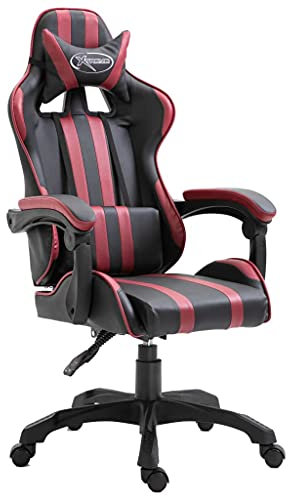 ShGaxin Chaise de gaming en cuir synthétique couleur vin rouge, chaise de bureau, chaise ergonomique, chaise d'ordinateur, chaise de bureau - 20215