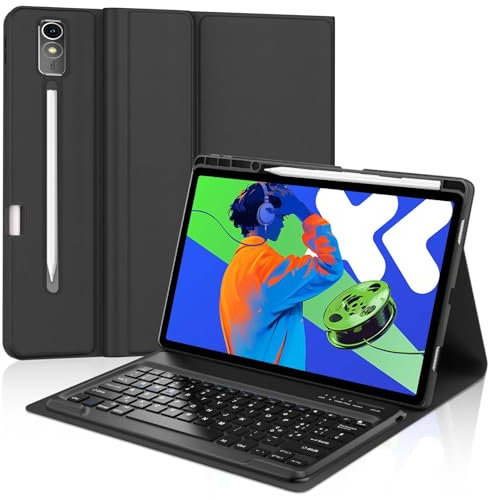 WAVATA Coque Clavier pour Lenovo Idea Tab Pro 12.7 Pouces 2025, Étui Clavier pour Lenovo Idea Tab Pro 12.7 Magnétique Détachable Bluetooth Français AZERTY Layout, Noir