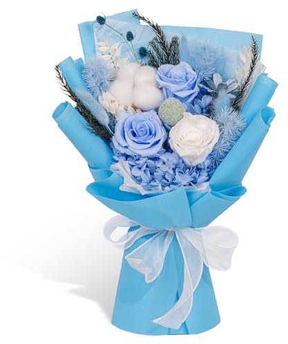 Rosaura Mazzi di fiori conservati, Rose vere naturali per la consegna Prime, Mazzo di rose per sempre San Valentino, festa della mamma, Natale, regali di compleanno - blu