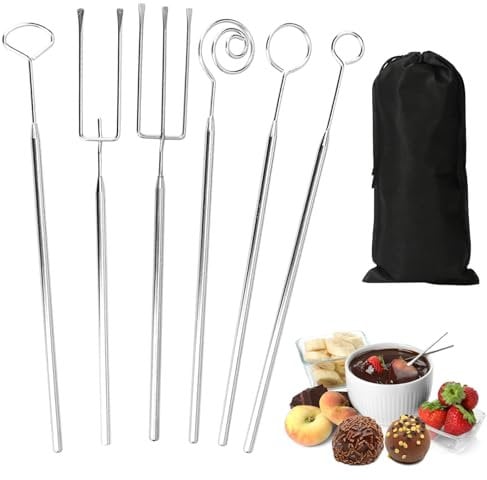 ZOCONE 6 Stück Pralinengabel Set Edelstahl Pralinen Besteck Früchte Tauchgabel für Pralinen Diy Handgefertigte Pralinen Gabel Schokolade Besteck Pralinen Zubehör zum Dippen