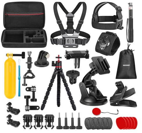 NEEWER Pro 35 in 1 Action Cam Accessories Kit Compatible with DJI Osmo Action 5 Pro 4 3 GoPro, Quick Adapter for Diving Hiking Motorcycle ATV Ski Surf Vlog, GP-51
