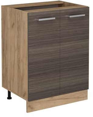 Vicco Küchenunterschrank R-Line, Küchenkommode, Edelgrau, 60 cm ohne Arbeitsplatte