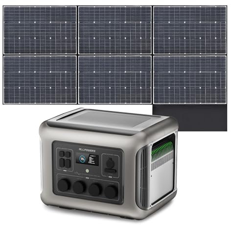 ALLPOWERS R2500 Estación de Energía Portátil,2500W (4000W pico),batería LiFePO4 ampliable,4 salidas AC, compatible con solar,ideal para camping,emergencias y autocaravanas (R2500+SP039(600W))