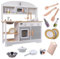 Cocina de Juguete de Madera. Cocinita Juguete Infantil para Niños +3 Años, con Horno, Fregadero, Microondas, Placa de Cocción y 12 Accesorios, Juego Educativo (72x68x26cm)