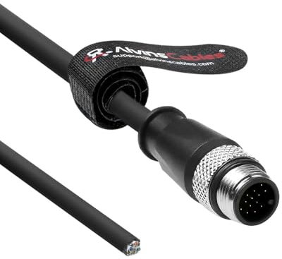 Alvin's Cables M12 A-CODE 17 pin maschio alimentazione Aperta Cavo I/O Ethernet per moto Applicato Servo Motore,cavo schermato catena alto contenuto pesce per bus CAN,Profinet,Ethernet/IP 3,3FT/1M