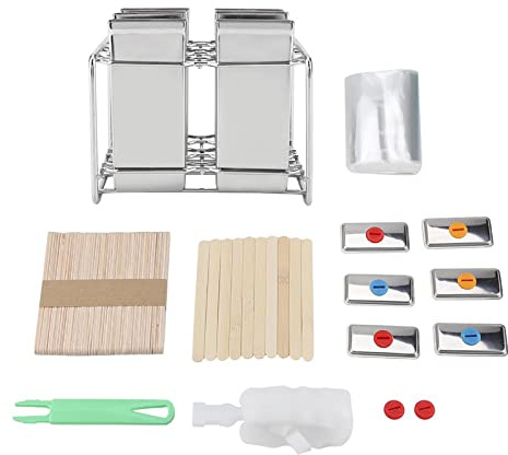 PUNELE Stainless Steel Ice Pop Maker 6 Ice Cream Moulds DIY Homemade Ice Cream Mold with Seamless Welding Edge Soft Seal for Kitchen Home Use (Flat head flat plate)