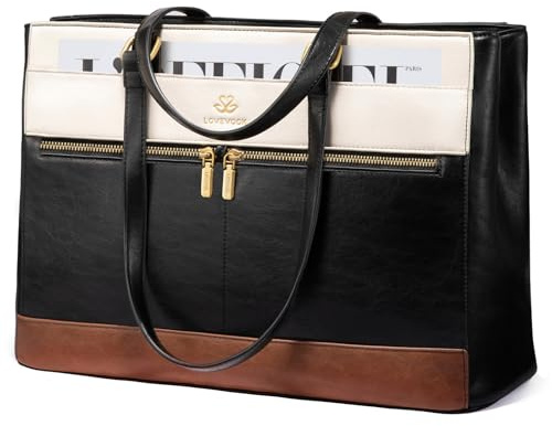 LOVEVOOK Handtasche Damen Groß, 17,3 Zoll Laptoptasche Retro-Leder Arbeitstasche Aktentasche, Leicht Shopper Tasche Bürotasche Lehrertasche, Elegant Laptop Tote Bag Handbags für Schule Büro Business