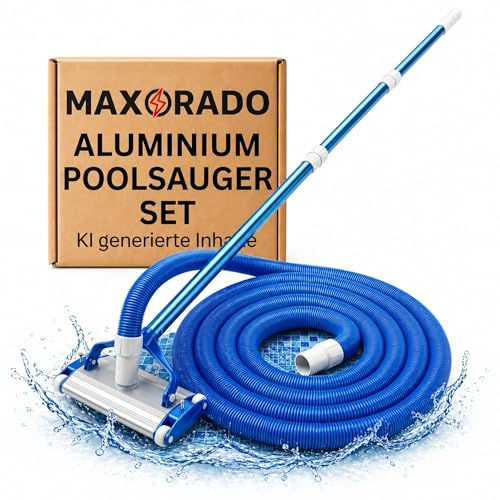 Poolsauger Bodensauger Alu Düse mit Schlauch + 2,4m Teleskopstange zur Reinigung von Pool Schwimmbecken Spa Bodenreiniger Saugbürste