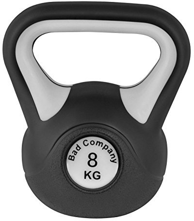 Bad Company Kettlebell I Kugelhantel aus Kunststoff I Schwunghantel Workout in verschiedenen Gewichtsstufen I 8 kg (Black & White)