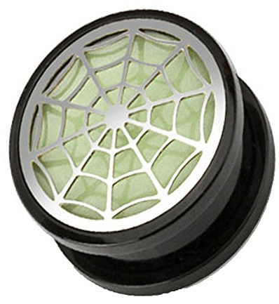 Piercingfaktor Ohr Plug Flesh Tunnel Piercing Ohrpiercing Kunststoff Schraub Schraubverschluß mit Spinnennetz Glow in The Dark Motiv 22mm