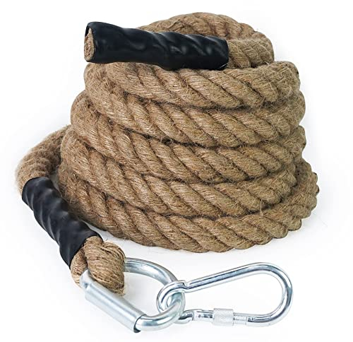 Aoneky Corde à Grimper avec Mousqueton - Corde de Fitness - Corde d'Entraînement Musculaire 30mm /40mm/ 50mm,3M/4M/4,5M/5,5M/6M/7,5M/9M (30mm 4M)
