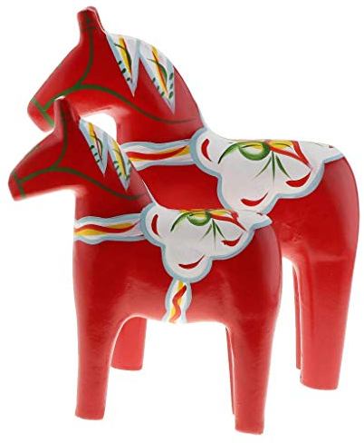 Tubayia 1 Paar Holz Schweden Pferd Dalapferd Figuren Skulptur Haus Dekoration Geschenk