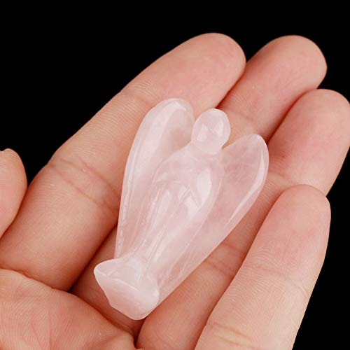 Hztyyier Pierre de Cristal de guérison Rose de Pierre de Rose de Quartz Naturel de Rose a découpé la décoration à la Maison en Forme d'ange Ornaments