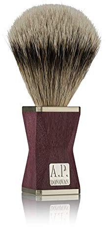 A.P. Donovan - Rasierpinsel mit Silberspitz Dachshaar | Edelholzgriff mit Neusilber Kappen | 100% (hand) made in Germany | „Minus“ aus der LsOne-Serie (Amaranth)