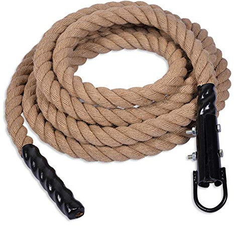 iBoosila Corde à Grimper Manille Corde à Grimper Power Rope avec Crochets Corde de Jute Corde à Grimper Corde de Fitness Corde à Grimper de 38 mm de diamètre Corde à swing-4m