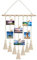 HBYMYDA Hängende Fotoanzeige, Makrame Wandbehang Bilder Veranstalter Boho Home Decor mit 25 Holz-Clips für Wanddeko Beige