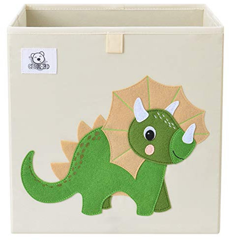 CLCROBD Faltbare Tierwürfel-Aufbewahrungskörbe, Stoff-Spielzeugbox/Truhe/Organizer für Kleinkinder/Kinderzimmer, Spielzimmer, 33 cm (Triceratops)