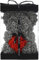 KWT Birthday Gifts,Valentine's Gift, Rose Flower Teddy Bear-Hand Made Hug Hear,Gifts for mom, Gifts for Girls,Unique Giftst For Lover, 10 Inches Clear Gift Box Included (Grey)