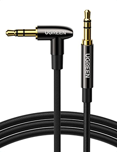 UGREEN Cavo Jack 3,5mm 90 Gradi Cable Aux Macchina per Autoradio Compatibile con Cuffie, Smartphone, Altoparlante, Cassa, Amplificatore, Laptop, MP3/4, iPod, Echo DOT (3M)