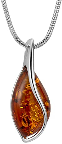 Copal Damen Halskette Mit Honigfarbenem Bernstein In 925 Sterling Silber Verstellbare Länge