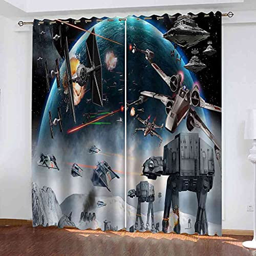KQDMYT Gardinen Blickdichte Gardinen Mit Ösen Vorhänge Raumschiff Geräuschreduzierung Lichtundurchlässige Vorhang Für Schlafzimmer Sonnenschutz Thermovorhang 140x160cm 2Er Set