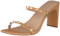 The Drop Avery Square Toe Two Strap High Heeled Sandalen mit Absatz, Doe Tan Studded, 38.5 EU