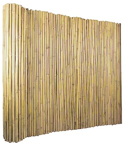Jollybower Bambus-Zaun, 122 cm hoch x 2,4 m lang x 1,8 cm D, natürliche Bambus-Zaunrollen, umweltfreundlich, Sichtschutzzaun für Außenbereich, Balkon, Terrasse, Garten, Grenze Pool
