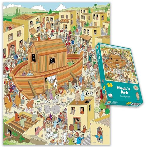 500 Teile Puzzle Len Epsteins urkomische Arche Noah Puzzle - Ein lustiges und chaotisches Tierabenteuer für Erwachsene, Größe 66 x 50 cm