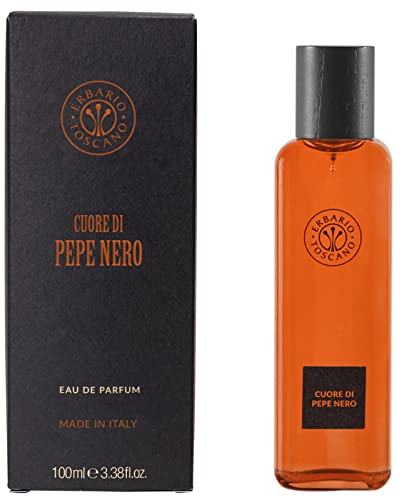 Erbario Toscano, Eau de Parfum, Fragranza Cuore di Pepe Nero, Profumo da 100 ml, Product from Tuscany, Packaging Sostenibile, Made in Italy.