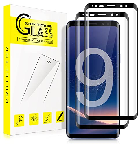 Ecenone Schutzfolie für Samsung Galaxy S9, [2 Stück], 9H Härte, 0.33mm Ultra-klar, Vollständige Abdeckung, 3D gebogenes gehärtetes Glas Displayschutzfolie