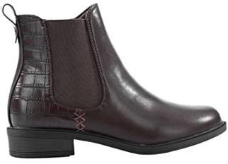 Ciabalù Stivaletti Donna Bassi con Cerniera Stivali Chelsea con Dettaglio Coccodrillo (Marrone, numeric_41)
