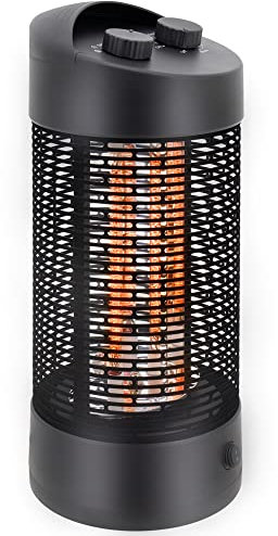 Outsunny Calefacción eléctrica infrarroja 6 a 8 m² e IP54 calefacción auxiliar sin CO₂ calefacción exterior calefacción de jardín oscilación 180° temporizador 600/1200W tubo calefactor doble - negro
