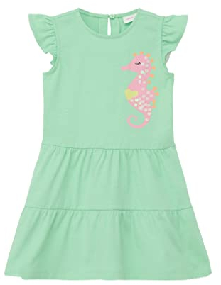 s.Oliver Mädchen 2130591 Kleid mit Pailletten, Grün 7300, 122