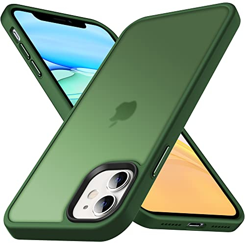 Anqrp Zero Seriesr Kompatibel mit iPhone 11 Hülle, Minimalistische Transluzente Matte Schutzhülle, Military Grade Handyhülle für iPhone 11 mit Flüssig Silikon 6,1 Zoll, Dunkelgrün