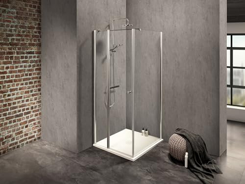 Dusche Dusbad Vital 2 Drehtür an Festteil links + Duschwand rechts, Breite Tür:825mm, Breite Seitenwand:1100mm