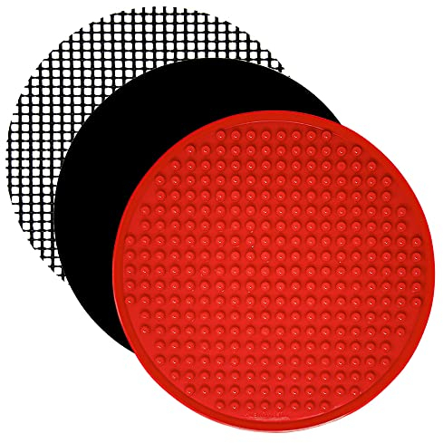 Air Fryer Silicone Liner Set of 3 Compatible with Instant Pot 8 QT Duo Crisp, Ninja Foodi + More, Air Fryer Pressure Cooker Accessories Parchment Paper Sheet Replacement Reusable Mats 9.4 inch Round
