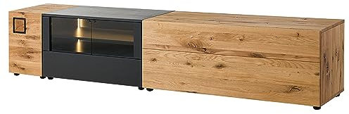MASSIVMOEBEL24.DE KITZBÜHEL Lowboard 2 Wildeiche Natur geölt/lackiert - Verschiedene Größen, Farbe:Natur geölt/lackiert, Größe:220x52x52 cm (BxTxH)